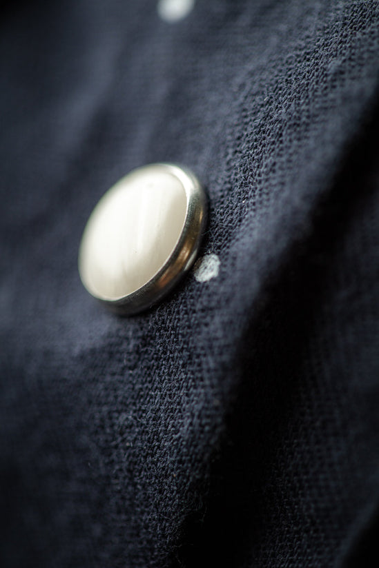 Damsons Western Shirt Navy Polka Dot