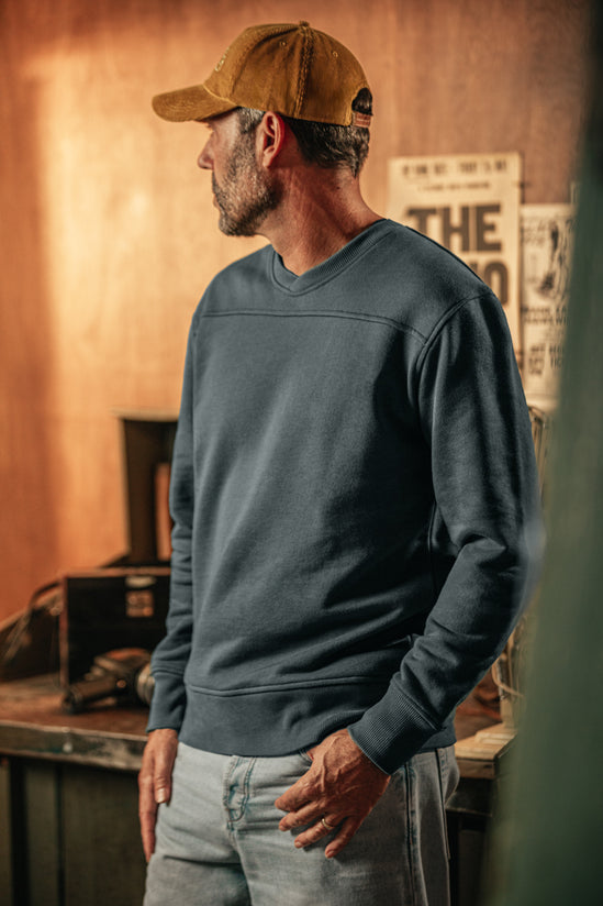 Anderson Cross Neck Sweatshirt Storm Blue