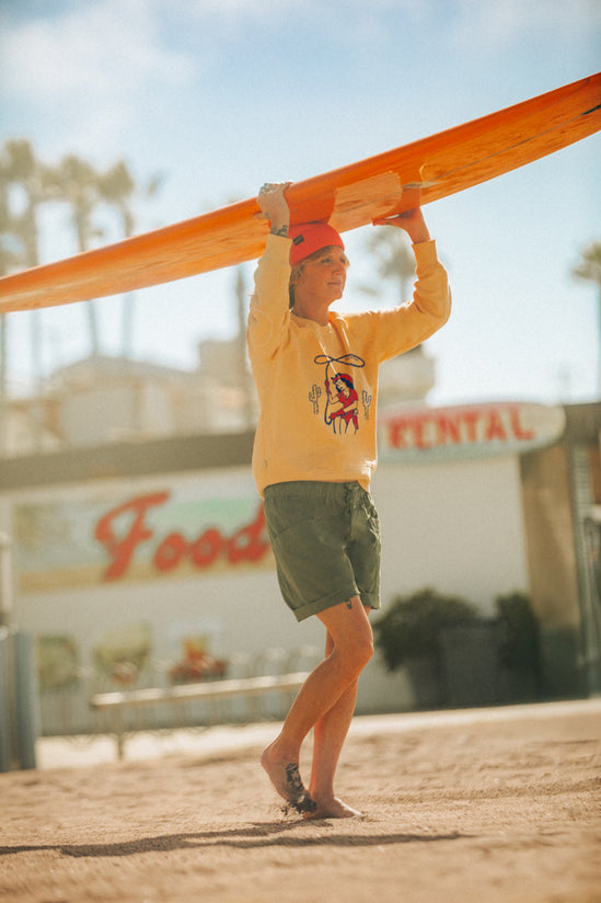 Damsons Cowgirl Classic Crew Sweatshirt Yellow