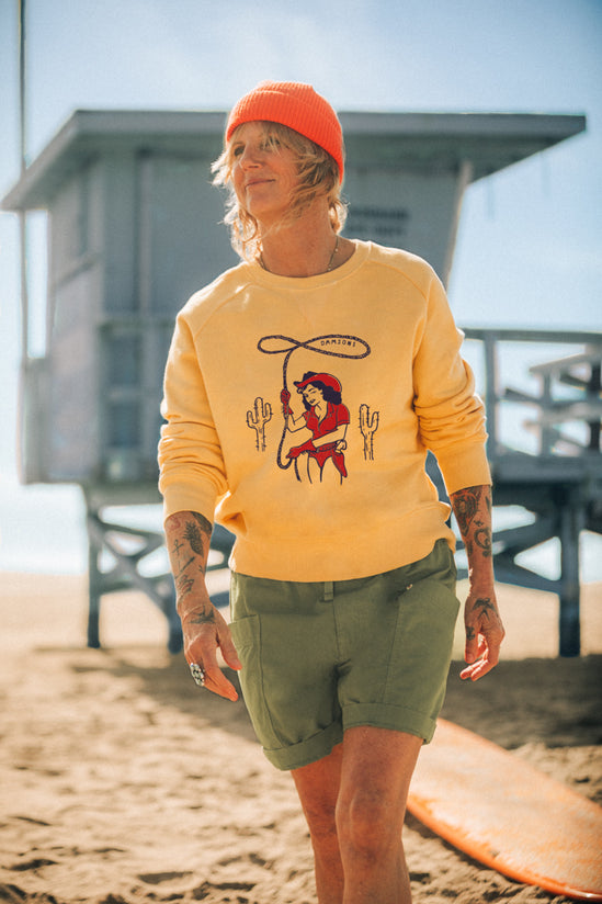 Damsons Cowgirl Classic Crew Sweatshirt Yellow