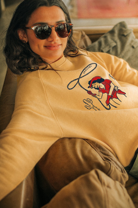 Damsons Cowgirl Classic Crew Sweatshirt Yellow