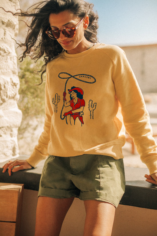 Damsons Cowgirl Classic Crew Sweatshirt Yellow