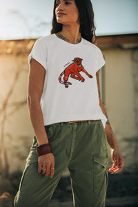 Damsons Red Cat Classic T-Shirt White
