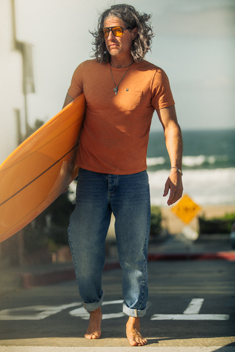 Slub Pocket T-shirt Fade Orange