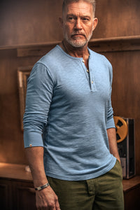 Nimbus Raw Collar Henley Blue