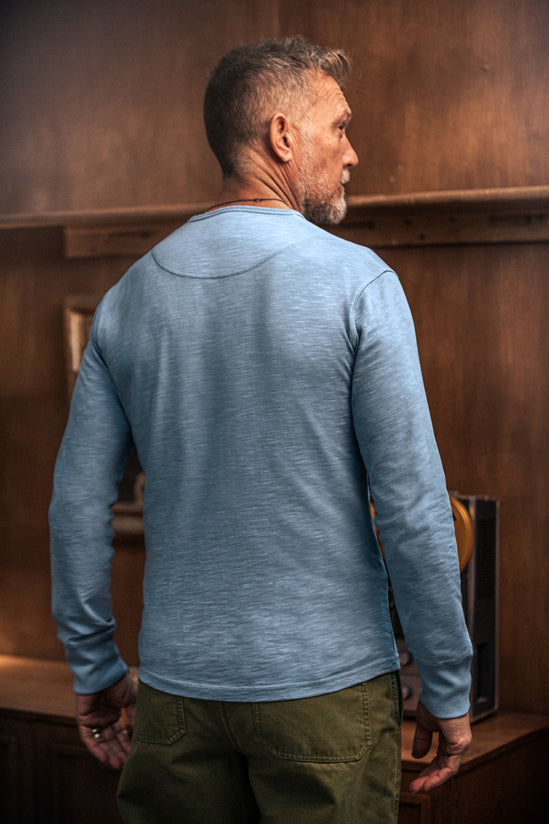 Nimbus Raw Collar Henley Blue