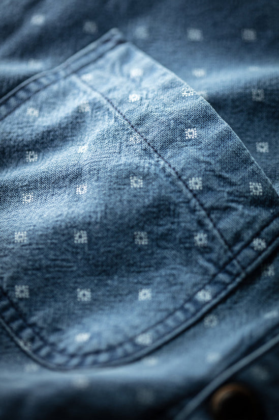 &SONS Drifter Indigo Pattern Waistcoat
