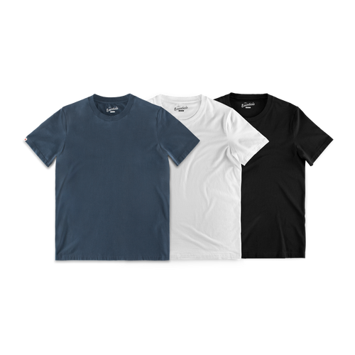 Essentials T-Shirt 3 Pack – x1 White / x1 Black / x1 Navy
