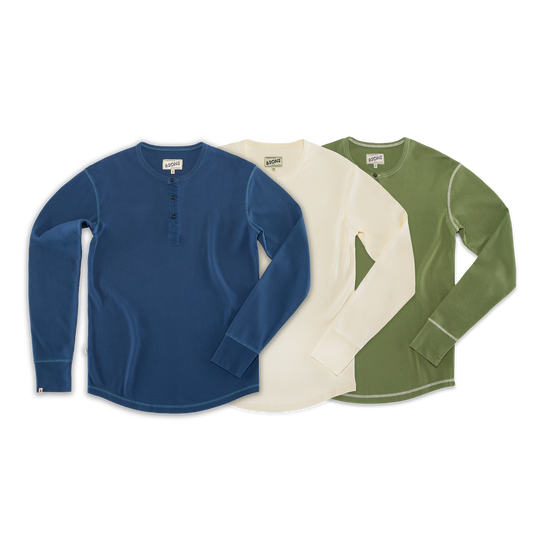 Elder Henley Long Sleeve 3 Pack – Raw/Indigo/Green