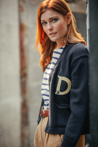 Damsons College Cardigan Navy