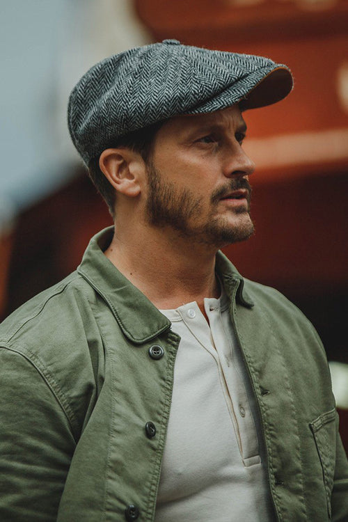 Thompson Baker Boy Hat- Grey Herringbone - Main Image