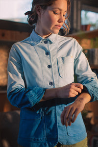 Damsons Chore Jacket Blue Ombrë