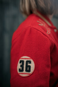 Damsons Nancy Baseball Jacket Vintage Red