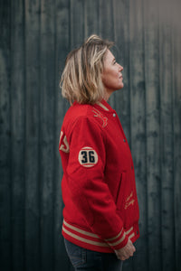 Damsons Nancy Baseball Jacket Vintage Red
