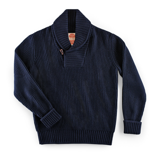 Port Shawl Collar Jumper Navy | Men's Knitwear | &SONS
