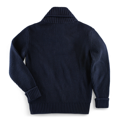 Port Shawl Collar Jumper Navy | Men's Knitwear | &SONS