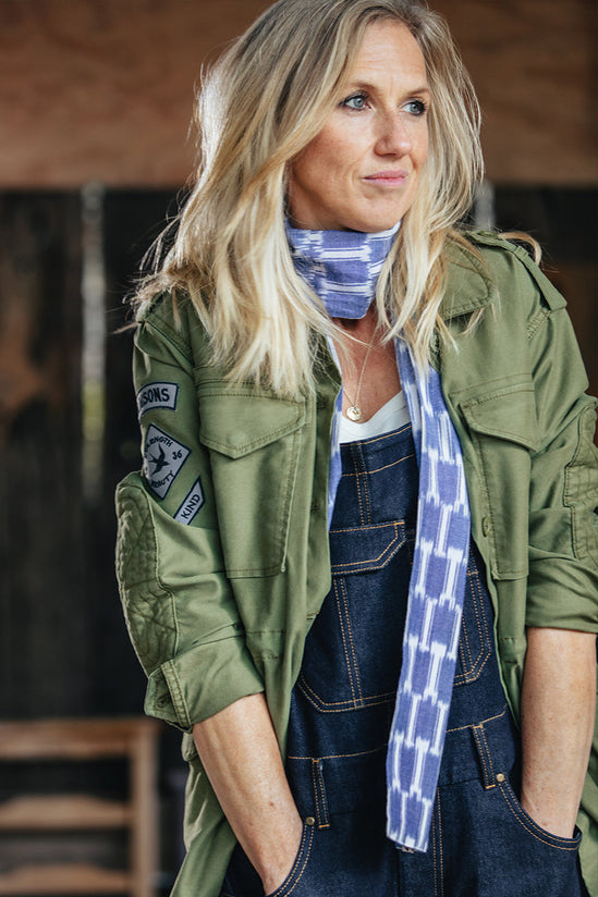 Damsons Block Scarf Light Blue