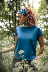 Damsons Cotton Long Scarf Blue