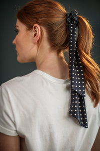 Damsons Multi Dot Scrunchie Headscarf Navy
