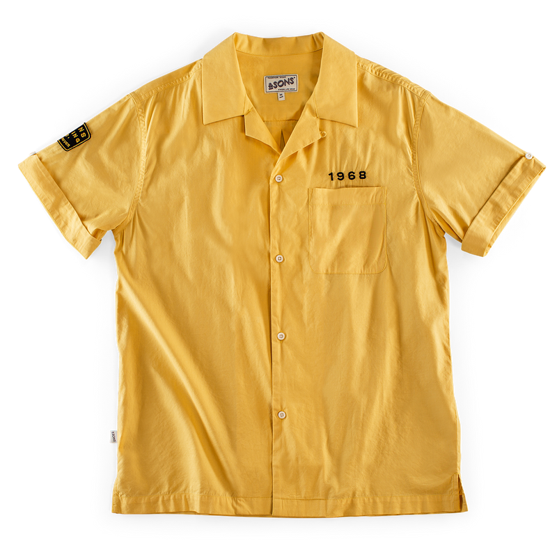 Short sleeve cheap yellow button up