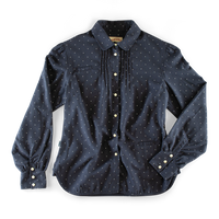 Damsons Western Shirt Navy Polka Dot