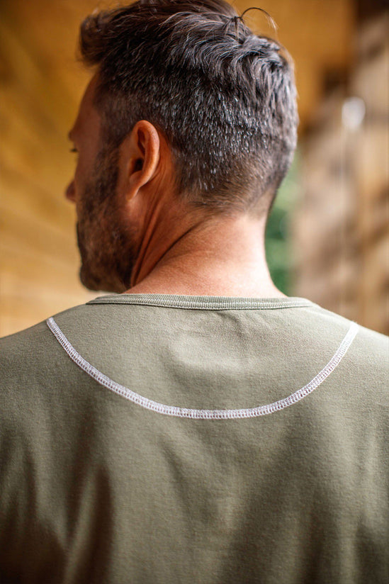 The New Elder Henley Short Sleeve Shirt Army Green