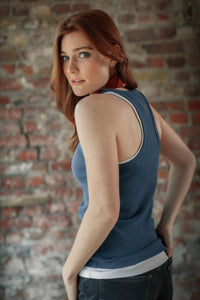 Damsons Tank Racer Vest Indigo